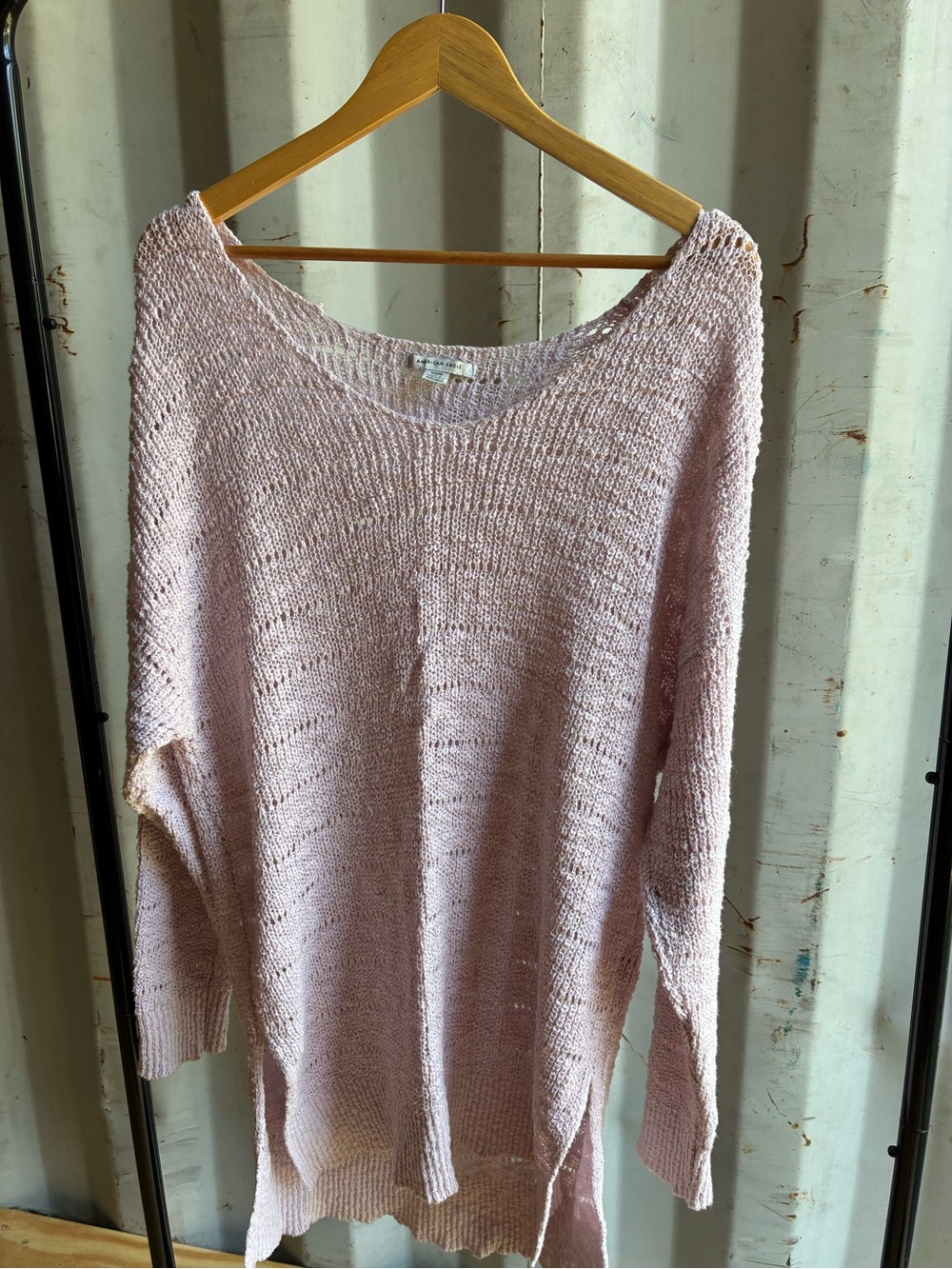 American Eagle Outfitters Pale Pink Scoop Neck Knit Sweater